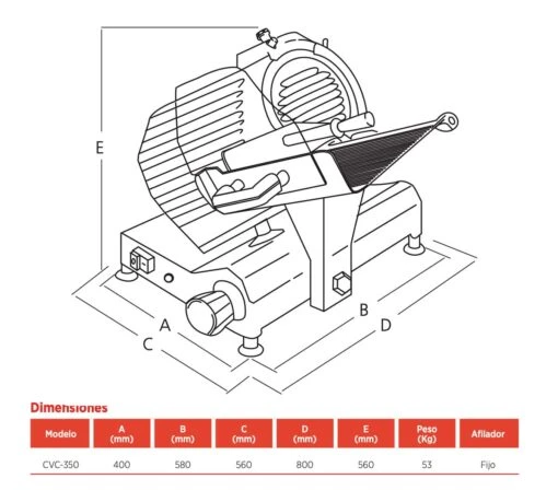 Edenox Cortadora De Carne Profesional Vertical CVC-350 -Buffalo Ventas edenox cortadora fiambre vertical cvc 350 03